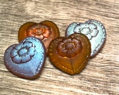 Topaz AB Heart Victorian Vintage Style Czech Glass Bead