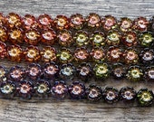 Flower Mix, Transparent Sapphire, Apple, Green Mix, Metallic Wash, 20 Beads, 9mm