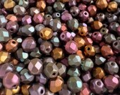 Metallic Mix 6mm Czech glass Fire Polish, 25 Beads