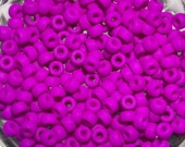 Matte Neon Purple, Czech Glass, Roller Bead, 4x6mm,  25 Beads