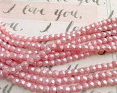 Lt. Pink Pearl 3mm Czech glass Fire Polish 132 beads