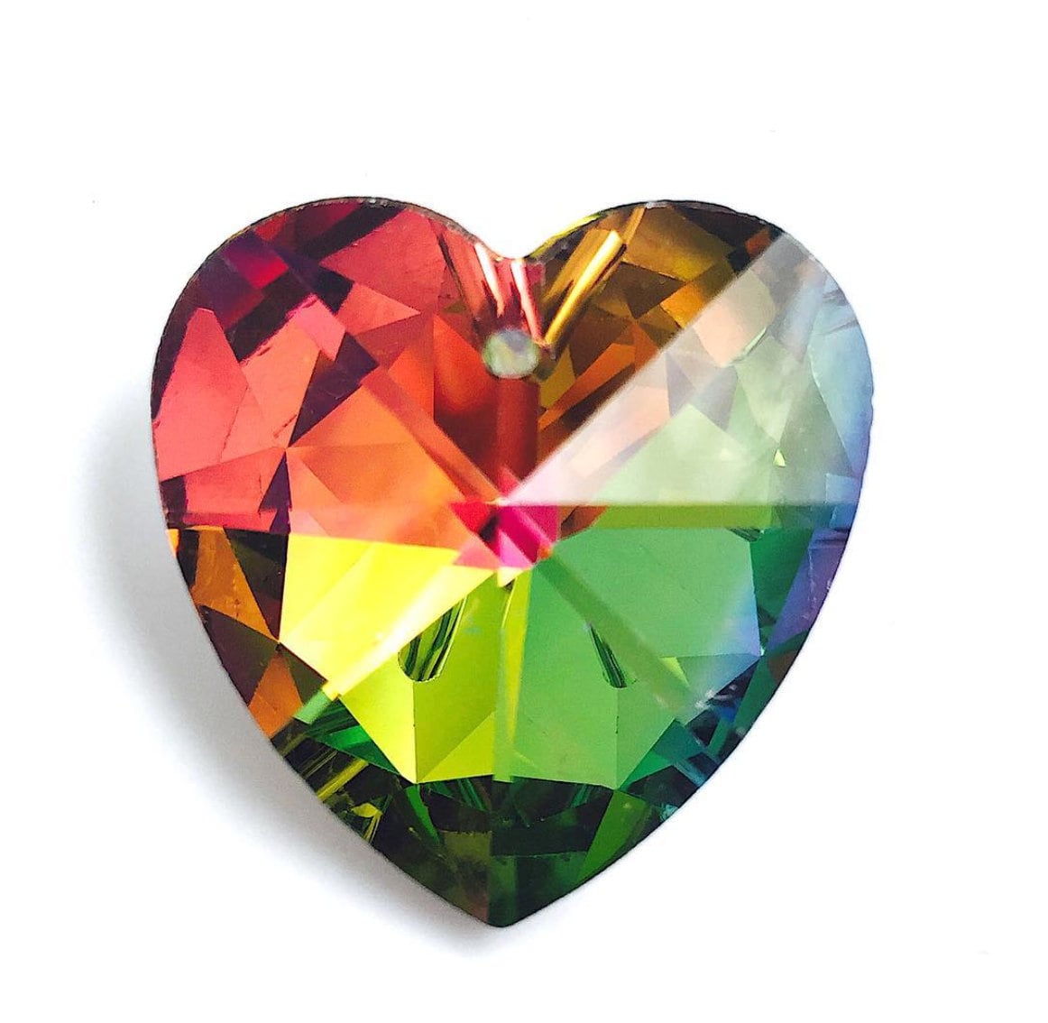 Rainbow Crystal Faceted Heart Pendant Charm 27mm | Etsy