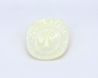 Vintage Czech Glass Button, Moonglow, Modern Lion, 29mm