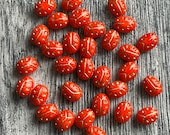 Orange and Gold Ladybug Bead 8x6mm 30 Beads