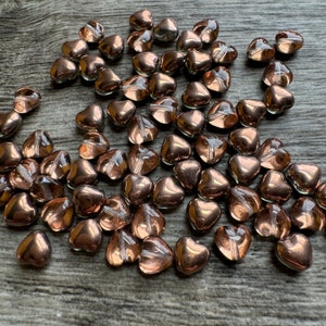 Crystal Capri Gold Heart Czech Glass Bead 6mm 25 Beads