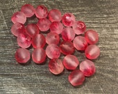 8mm Matte Strawberry and Crystal Faceted Fire Polish 25 Beads