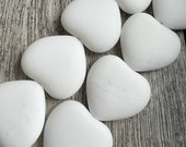 Large White Matte Heart Czech Glass Bead, 27mm, 2 Beads