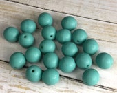 Matte Turquoise Czech Glass Round Bead 8mm, 25 Beads