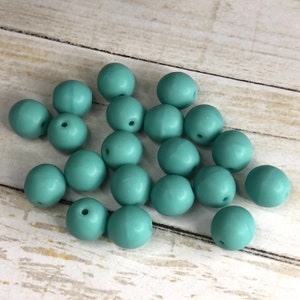 Matte Turquoise Czech Glass Round Bead 8mm, 25 Beads