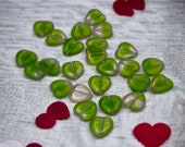 Peridot Crystal Transparent Table Cut Heart Czech Glass Bead 9mm 20 Beads