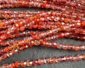 Crystal Pink Orange 4mm Fire Polish 50 beads