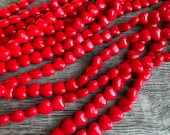 Small Red Heart Czech Glass Bead 6mm 25 Beads