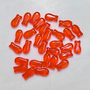 Transparent Orange Czech Glass Fish Bead, 5mm x 9mm, 30 Beads