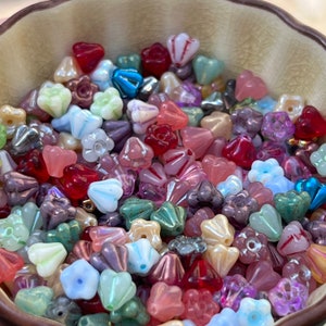 Baby Bell Flower Czech Glass Bead Mix, 5mm x 6mm, 50 beads
