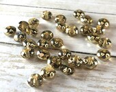 Gold and Crystal Faceted Rondelle Czech Glass Beads 4mm x 7mm 20 pcs.