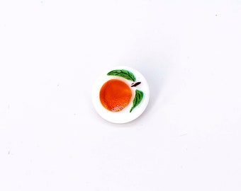 Orange Peach Button, 4 Buttons, 13mm Vintage Czech Glass Button