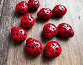 Large Red and Black Ladybug Bead 13x11mm 10 Beads