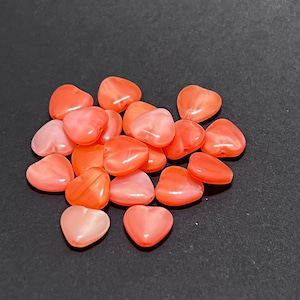 Orange opaline Heart Czech Glass Bead 9mm 20 Beads