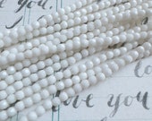 White - 3mm Fire Polish - 50 Beads - Czech Glass