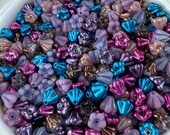 Baby Bell Flower Czech Glass Bead Mix, 5mm x 6mm, 49 beads