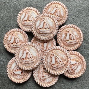 Czech Glass Sailboat Medallion Bead White Copper Wash 4 beads 19.5mm