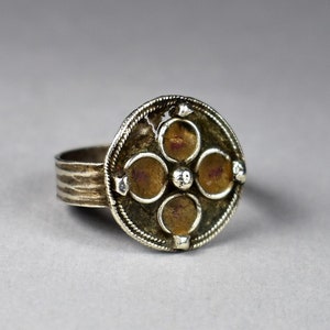 Antique Berber enamel silver ring