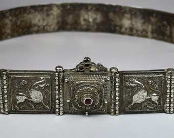Antique Indian Silver Belt - Etsy