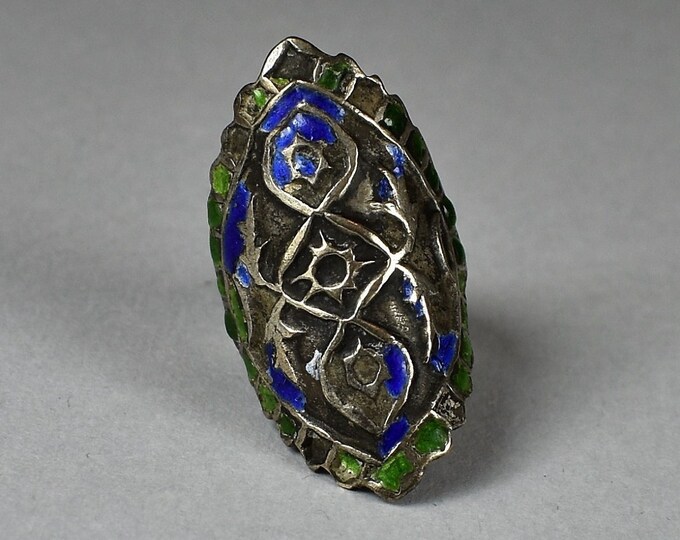 Multan Rong Antique Beautiful Small Silver Multan Ring With Enamels - Ethnic Ring ...