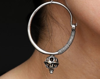 Beautiful solid silver earring - Hoop earring - Afghani hoop earrings