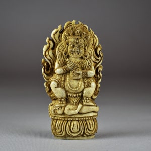 Antique Buddhist carved bone votive plaque - Tibet / Nepal