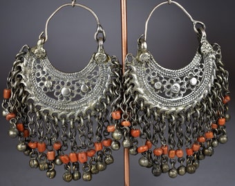 Antique silver coral earrings