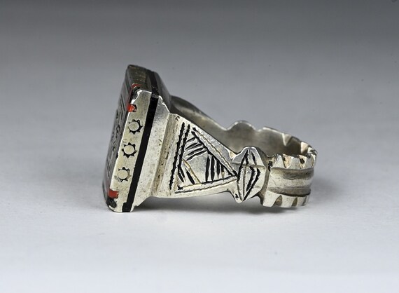 Antique solid silver enamel ring - Tuareg ring - image 6