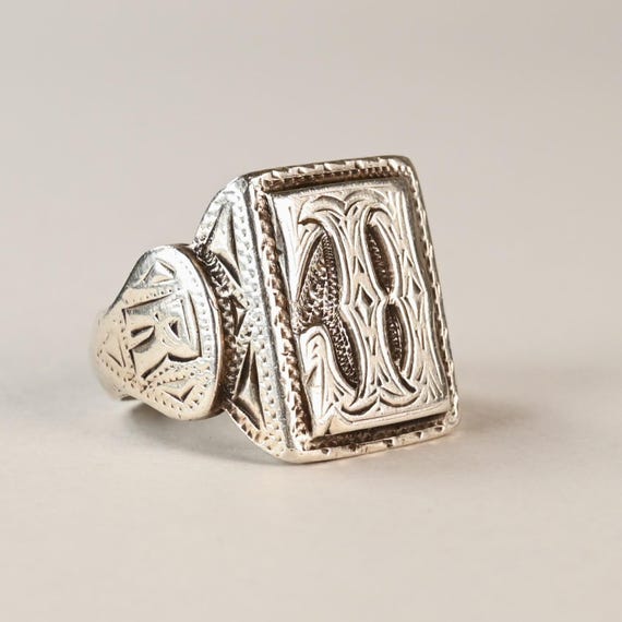 Solid High-Grade Silver Ring with Stylized Letters - image 3
