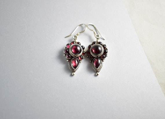 Sterling silver earrings with garnet