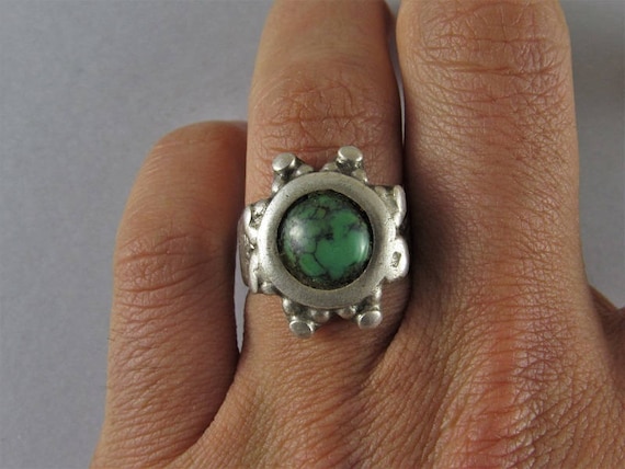 Antique indian silver ring - Turquoise ring - Anti