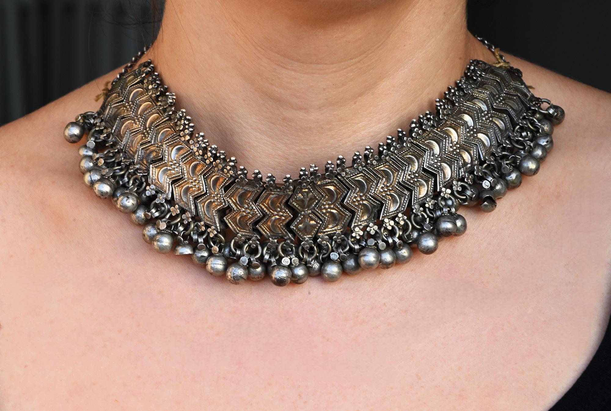 アクセサリー antique vintage old silver mexico indian N0466 Vintage Mexican Sterling Silver Choker Necklace