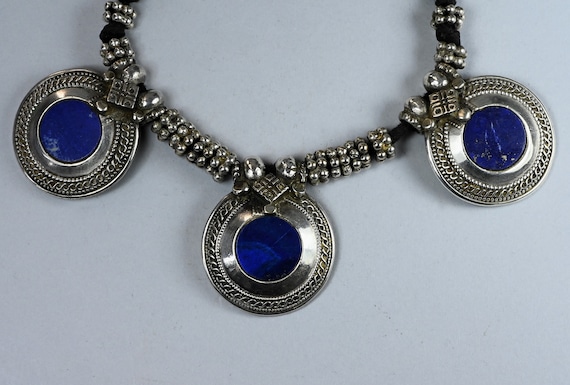 Antique Solid Silver and Lapis Lazuli necklace - image 5