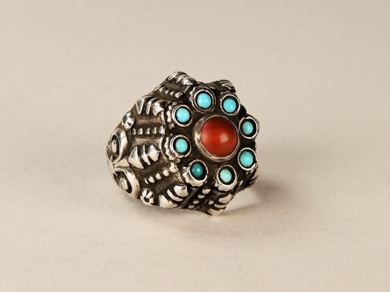 Antique uzbek solid silver ring - image 1