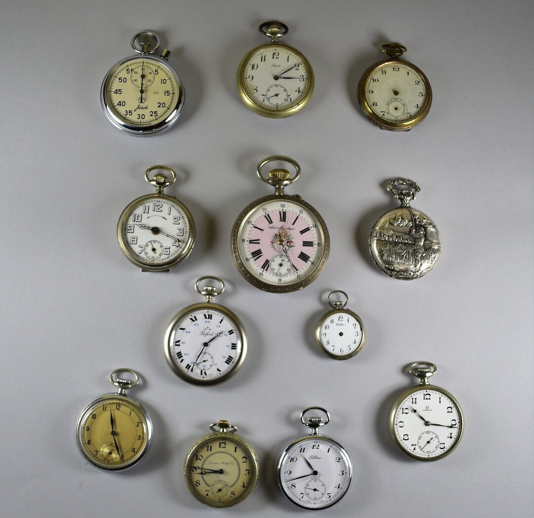 Group of 12 Antique Pocket Watches Etsy