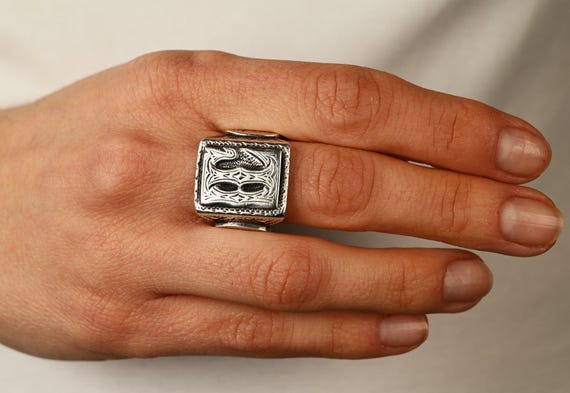 Solid High-Grade Silver Ring with Stylized Letters - image 5