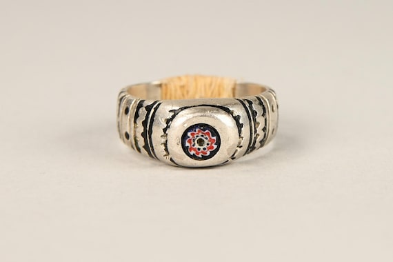 Antique solid silver men's ring - Murrine silver … - image 3