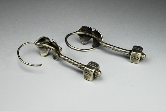 Antique Gujarati solid silver earrings - image 3