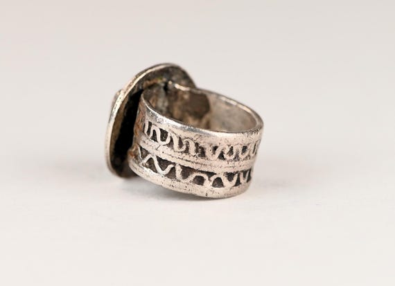 Antique solid silver berber ring - Enamelled silv… - image 3