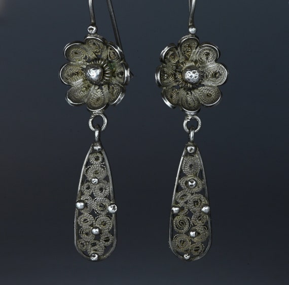 Beautiful filigree silver earrings - Berber filig… - image 2