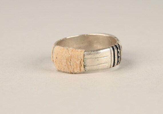 Antique solid silver men's ring - Murrine silver … - image 5