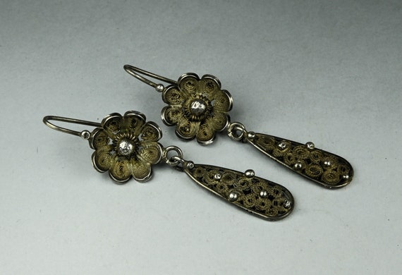 Beautiful filigree silver earrings - Berber filig… - image 1