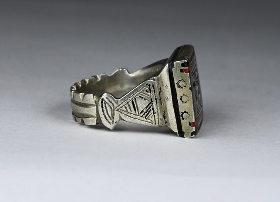 Antique solid silver enamel ring - Tuareg ring - image 5