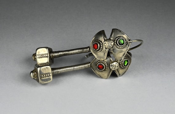 Antique Gujarati solid silver earrings - image 2