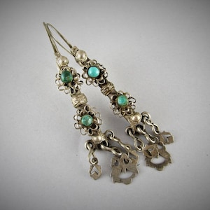 Antique ethnic silver earrings - Punjabi jewelry - Indian jewelry image 1