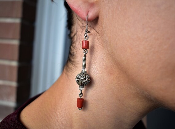 Boucles D'oreilles Anciennes En Argent Massif Filigrane - Style Vintage, Occasion, Sans Marque